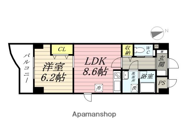ランドパーク陶山(1LDK/3階)の間取り写真