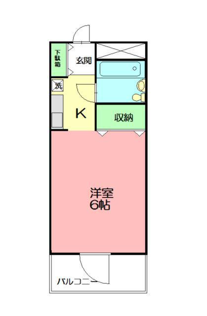 プラーズ徳延(1K/4階)の間取り写真