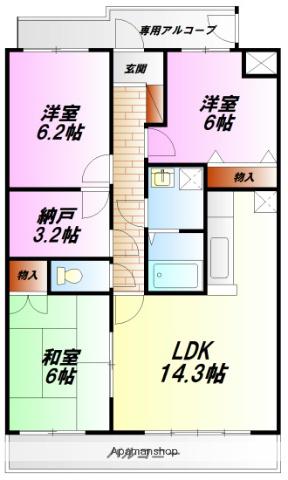 フロラシオン(3SLDK/4階)の間取り写真