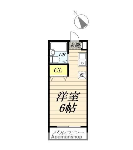 サザン東海岸A棟(ワンルーム/2階)の間取り写真