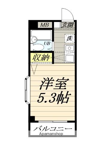 スカイハイム松井(ワンルーム/3階)の間取り写真