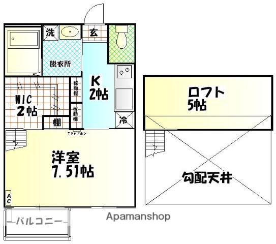 ペイサージュ(1K/2階)の間取り写真