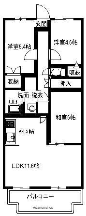 小田急電鉄小田原線 富水駅 徒歩13分 3階建 築26年(3LDK/3階)の間取り写真