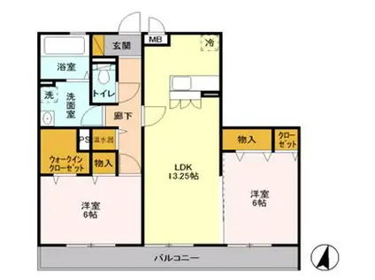 ルーフハウス A(2LDK/2階)の間取り写真