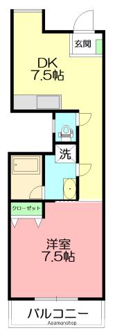 雅マンション湘南台(1DK/4階)の間取り写真