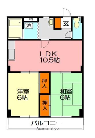 五島ハイツ(2LDK/1階)の間取り写真