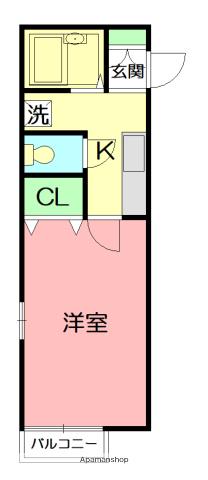 ガーデンハイツ森本Ⅱ(1K/1階)の間取り写真