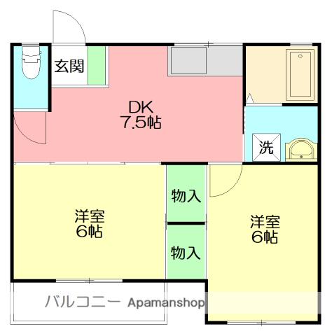 ドゥエルジョイ(2DK/1階)の間取り写真