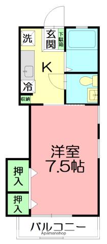 エトピリカ湘南(1K/1階)の間取り写真