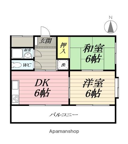 ひかりビル(2DK/3階)の間取り写真