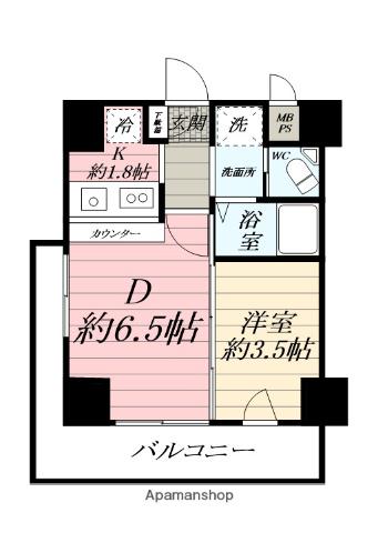 ウインベルコーラス小田原中町(2K/3階)の間取り写真