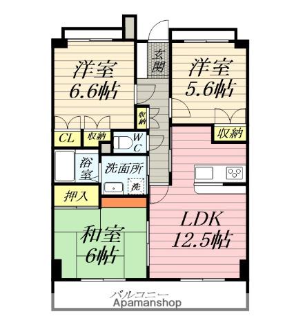 グランドールOKABE(3LDK/4階)の間取り写真