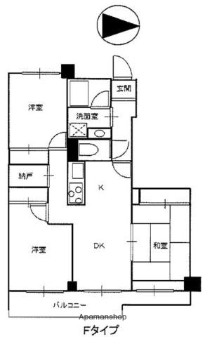 ソシエ弐番館(3DK/7階)の間取り写真
