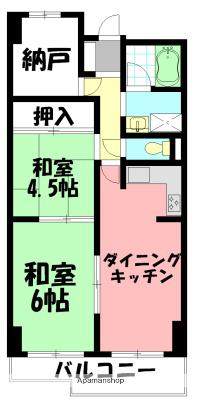 ソシエ弐番館(2SDK/3階)の間取り写真