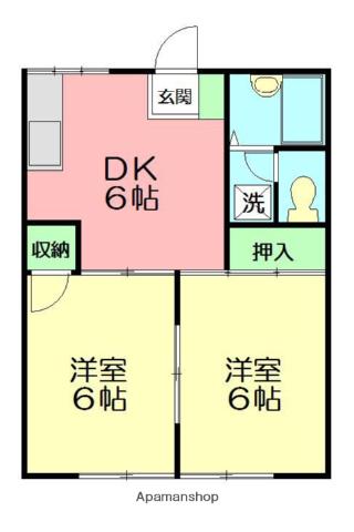 グリーンコーポ(2DK/2階)の間取り写真