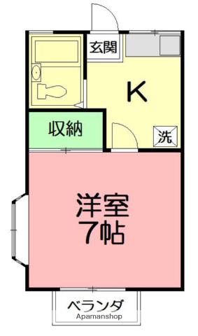 グリーンハイツB(1K/1階)の間取り写真