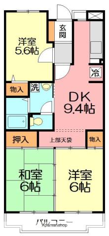 アジュール湘南(3DK/1階)の間取り写真