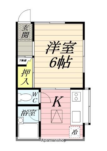 ベルハイム(1K/1階)の間取り写真