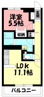 ヴィオレット湘南(1LDK/1階)の間取り写真