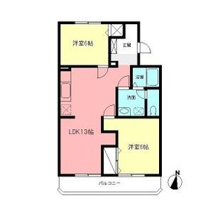 シャトレー水村(2LDK/4階)の間取り写真