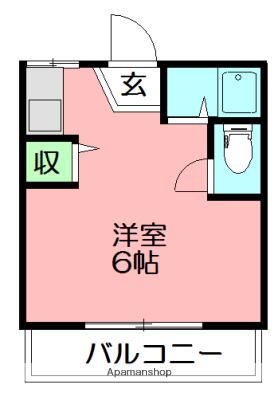 湘南エクセルハイツ(ワンルーム/1階)の間取り写真