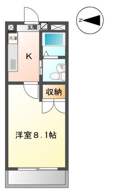 小田急電鉄小田原線 本厚木駅 徒歩7分 4階建 築21年(1K/4階)の間取り写真