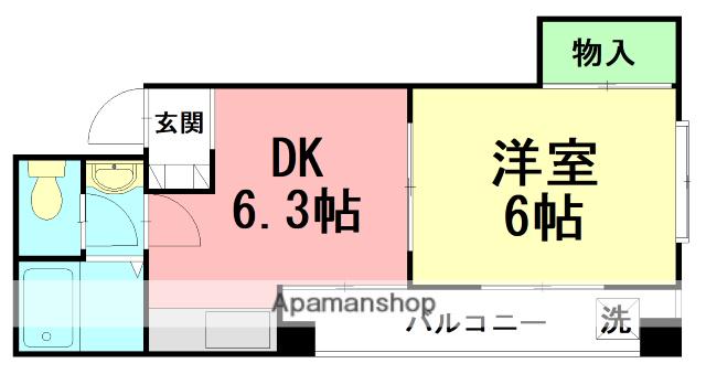 堤ビル(1DK/2階)の間取り写真