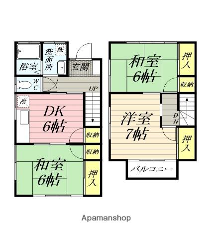 テラスハウスオーキッド２(3DK)の間取り写真