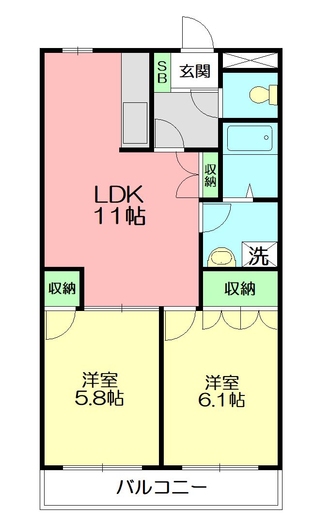 ディアメゾン・エス(2LDK/4階)の間取り写真