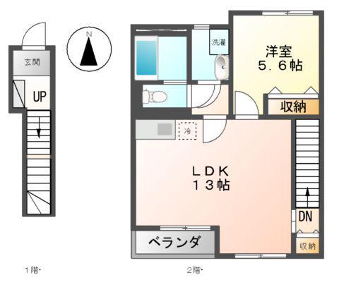 パインテール(1LDK/2階)の間取り写真