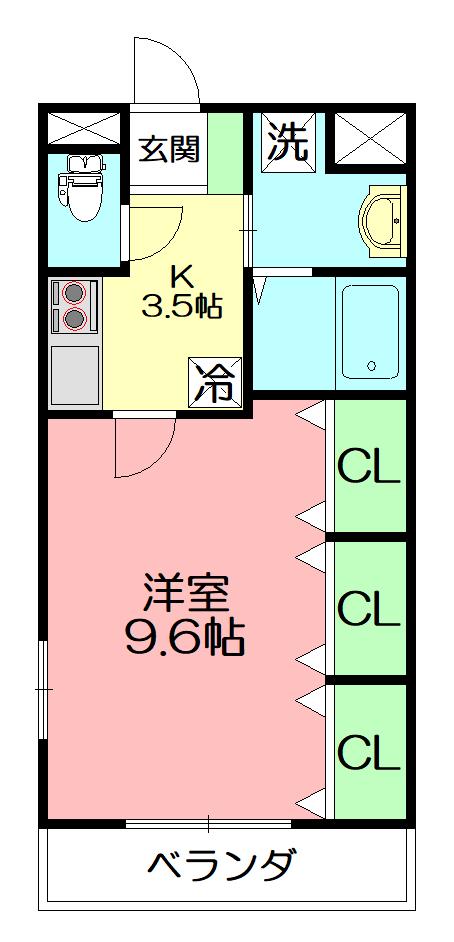 ビレッジ高坪2(1K/2階)の間取り写真