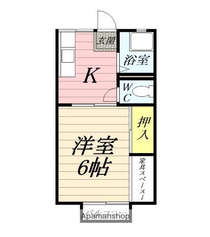 山王ハイツA(1K/2階)の間取り写真