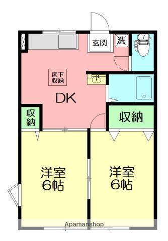 ハイネスポート(2DK/2階)の間取り写真