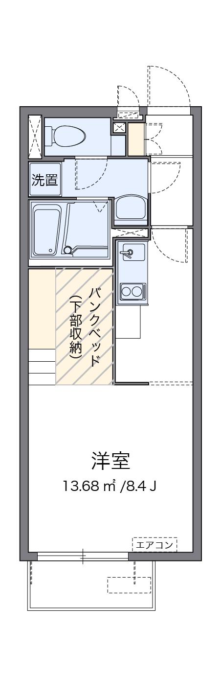 ミランダプリエ(ワンルーム/2階)の間取り写真