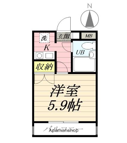 マインズ大和(1K/2階)の間取り写真