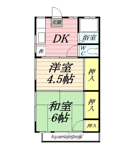 第五青木荘(2DK/2階)の間取り写真