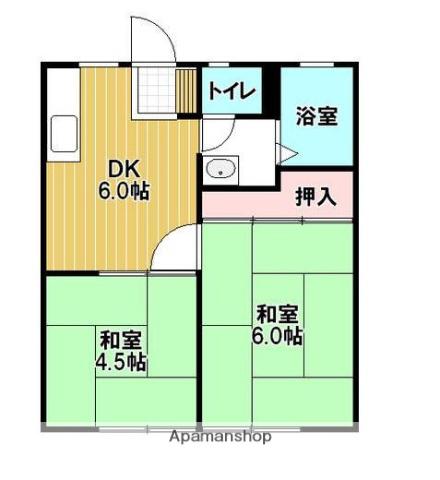 サンシティナルセA(2DK/2階)の間取り写真