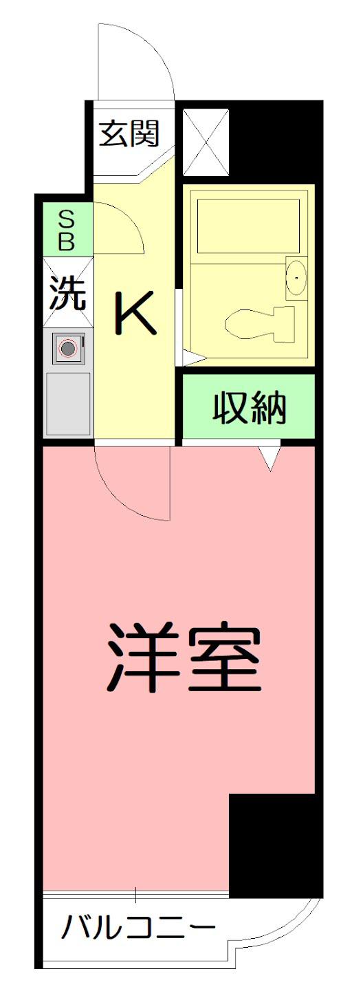 サニークレスト湘南平塚(1K/2階)の間取り写真