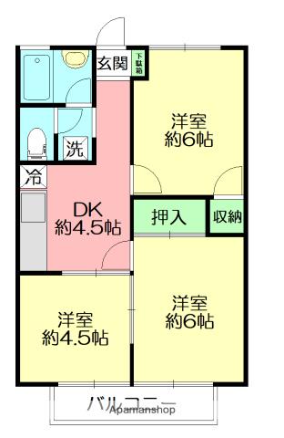 コーポ石塚Ⅱ(3K/1階)の間取り写真