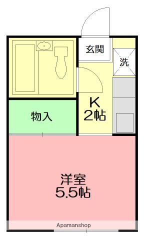 ホワイトハイツ東海大(ワンルーム/2階)の間取り写真