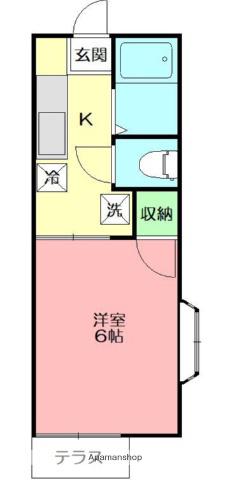 ラベンダー六会(1K/1階)の間取り写真