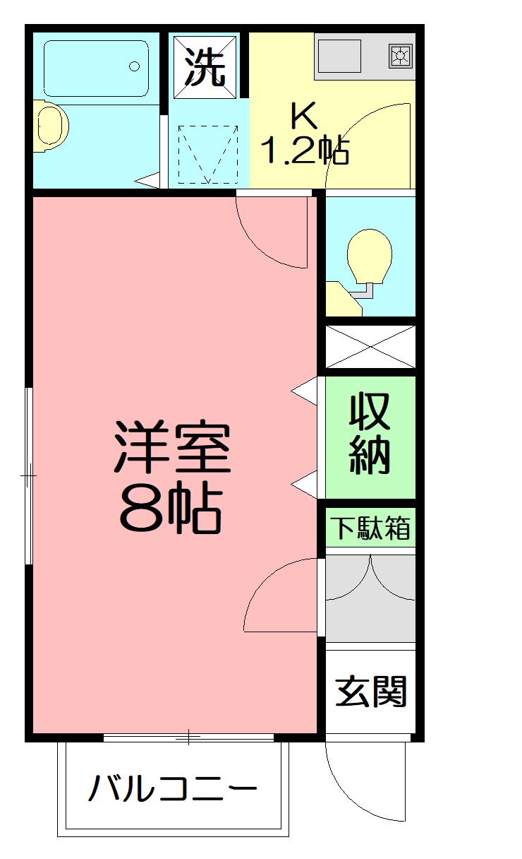 ヘーベルココ湘南(1K/1階)の間取り写真