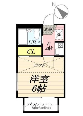 マリンコーポ片瀬江ノ島第2(1K/2階)の間取り写真