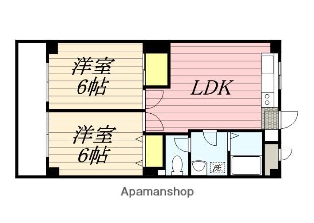 ベルジュールワキ(2LDK/4階)の間取り写真