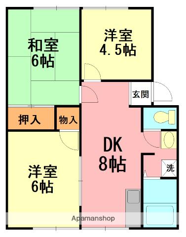 コーポやまゆり(3DK/2階)の間取り写真