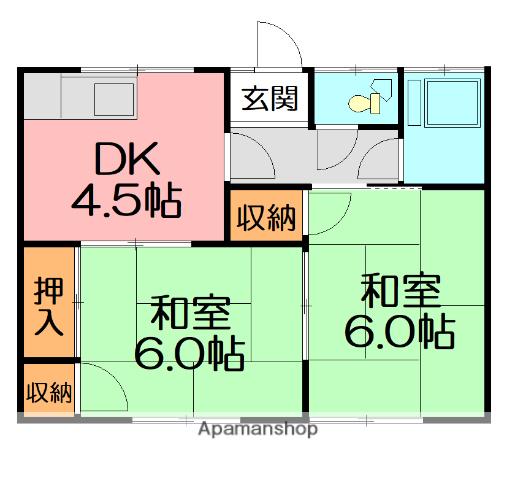 第二浜美荘(2DK/2階)の間取り写真