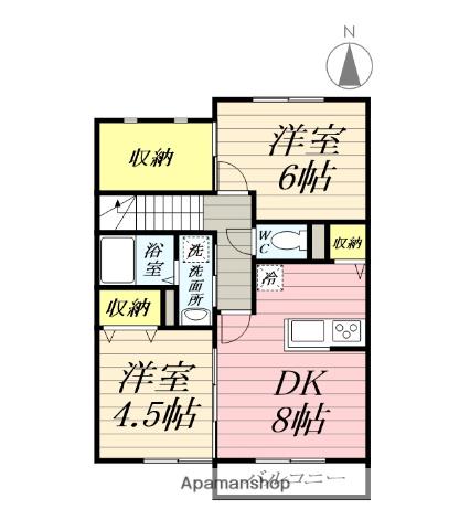 ヴィルヌーブ湘南(2LDK/2階)の間取り写真