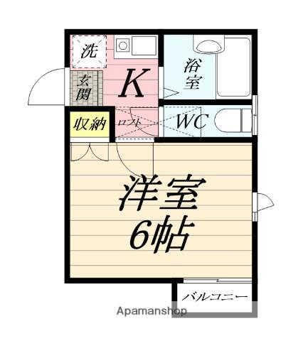 相湘22岡田ハイツ(1K/1階)の間取り写真