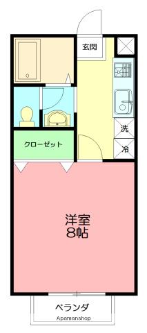 ベルフラワー(1K/1階)の間取り写真