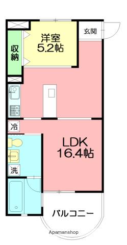 ポム・ドゥ・パン(1LDK/1階)の間取り写真